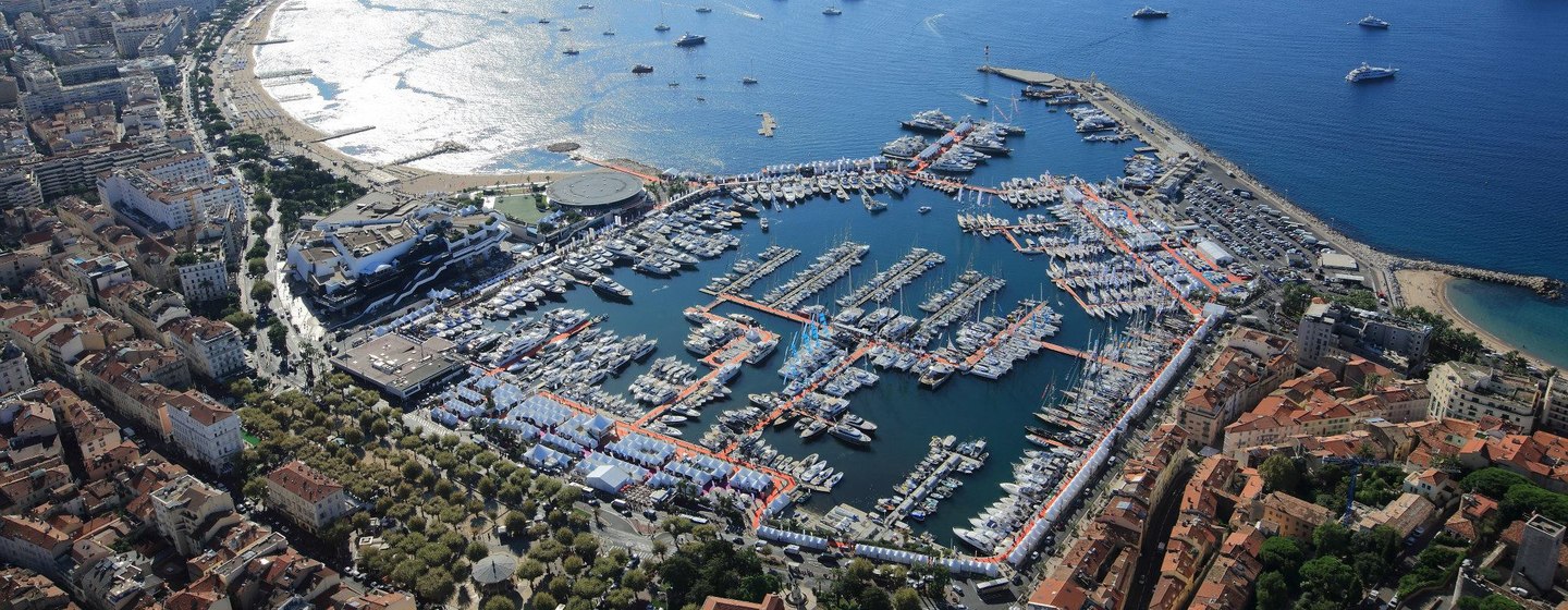 View of Cannes harbour from above