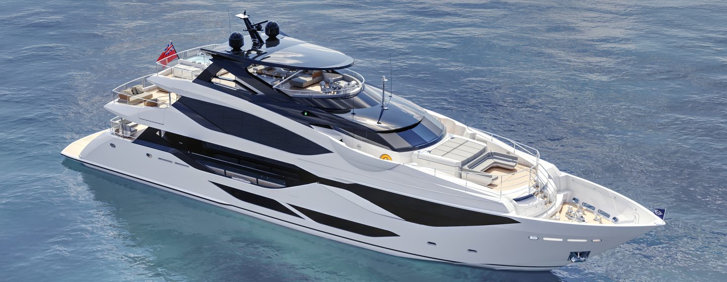 Rendering of Sunseeker 134 Superyacht at anchor 