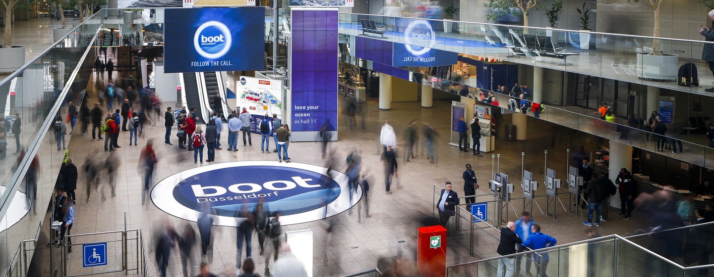 Crowds in Messe Dusseldorf for Boot Dusseldorf