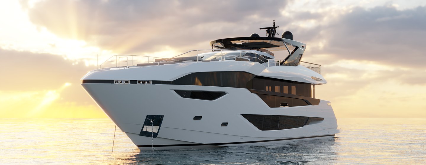 Sunseeker 100 yacht CGI on water