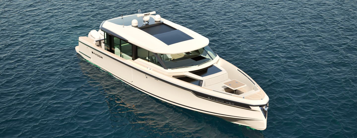 Rendering of Saxdor 460 GTC boat at anchor 