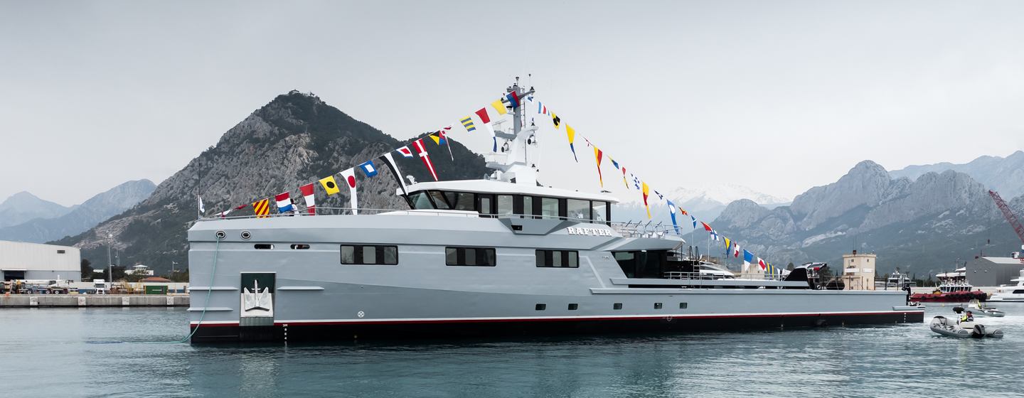 Damen YS 53 Support Yacht Rafter afloat during launch ceremony