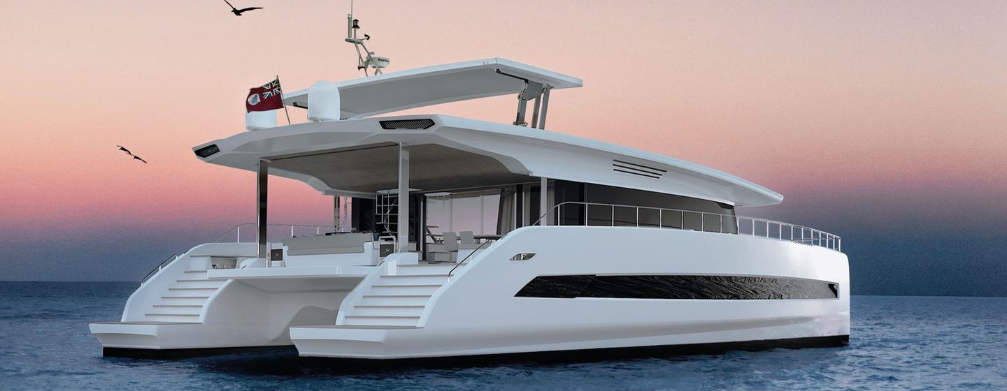 Rendering of SY80 flybirdge catamaran 