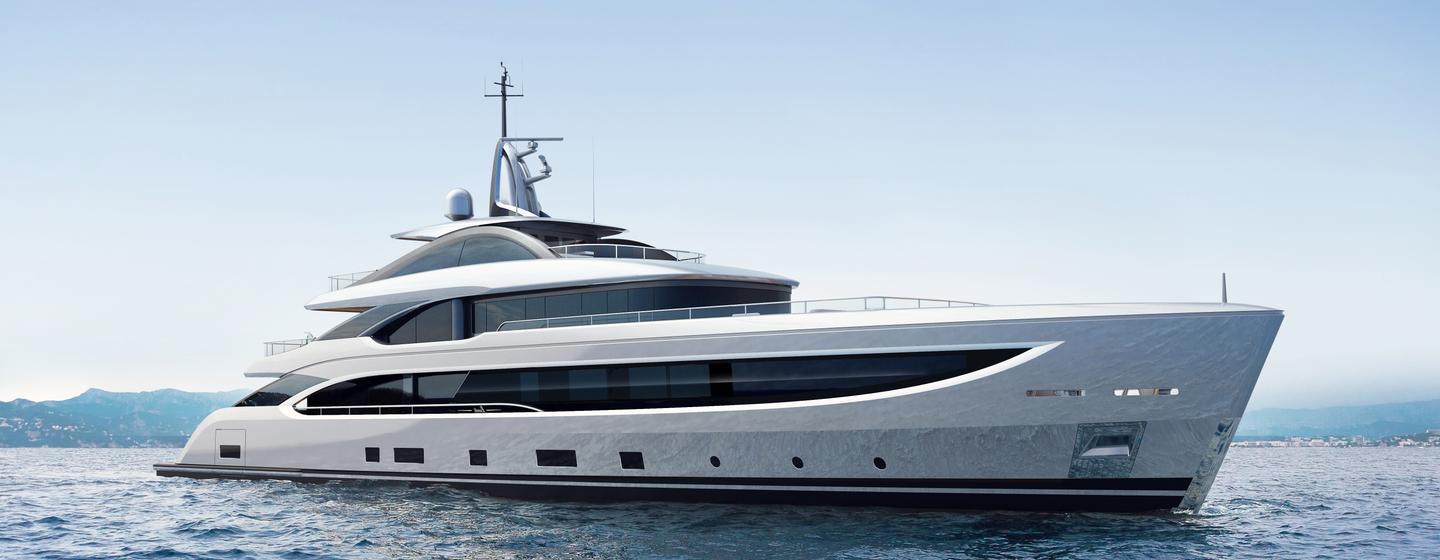 Motor yacht Perla at anchor 