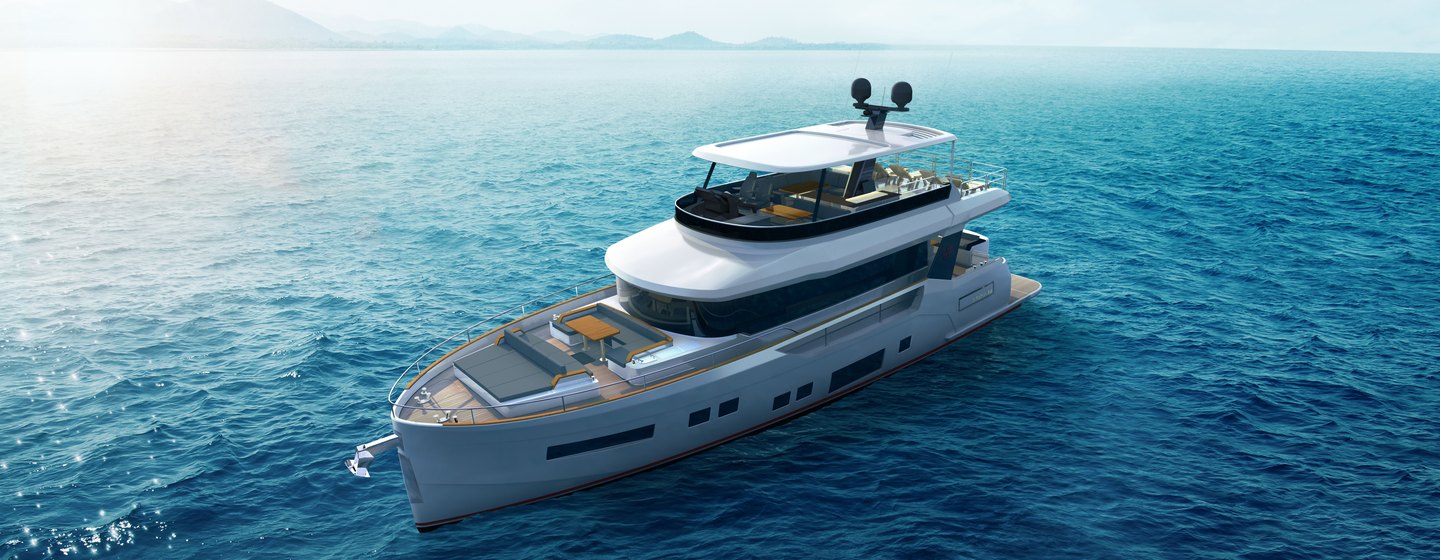 Rendering of Sirena 68 at anchor