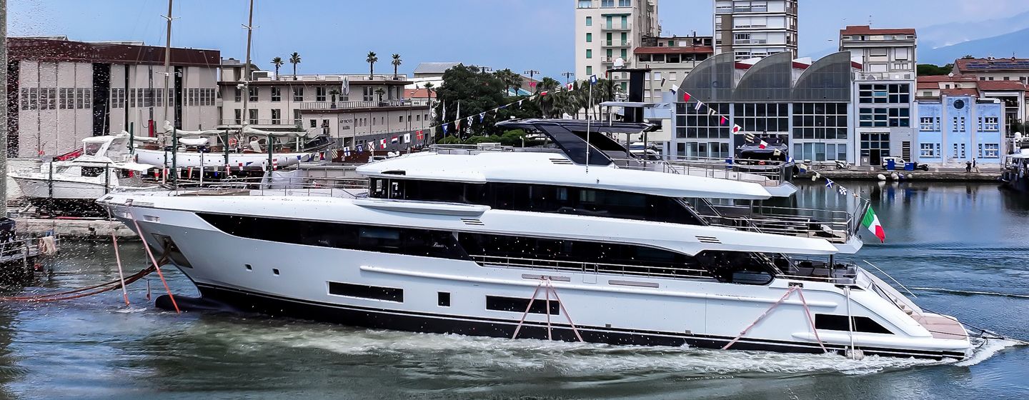 Benetti Class 44M Superyacht Lumina launched via slipway 