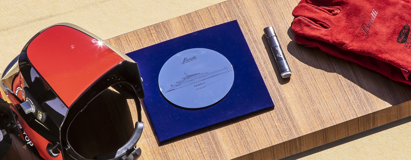 Coin as part of Benetti keel laying ceremony