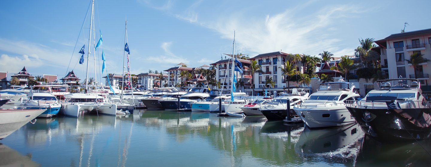 Royal Phuket Marina with yachts moored