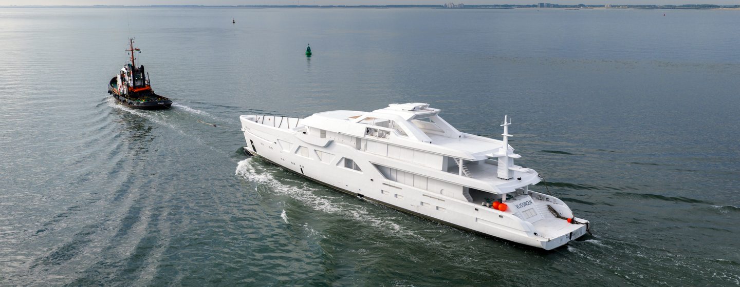 Tenth Amels 60 motor yacht pre-outfitting and under way