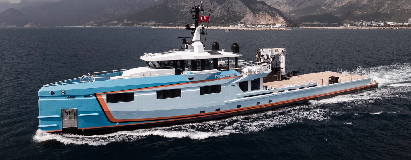 Support Yacht Five Oceans under way 