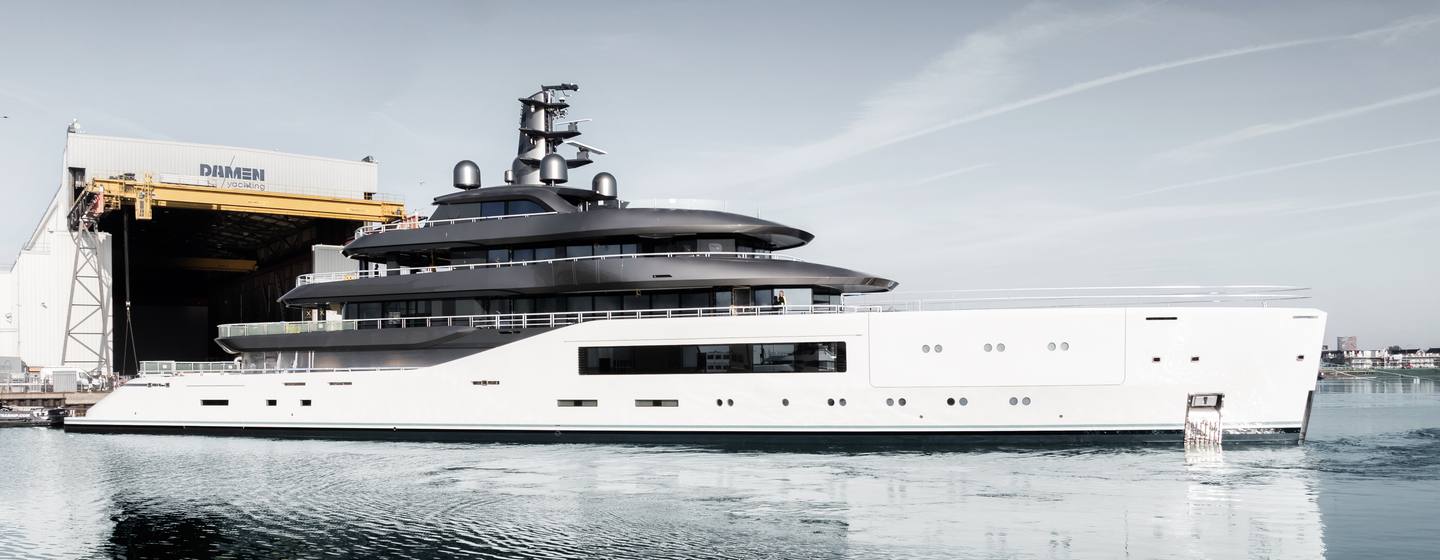 Superyacht Pangea Amels 80 at launch