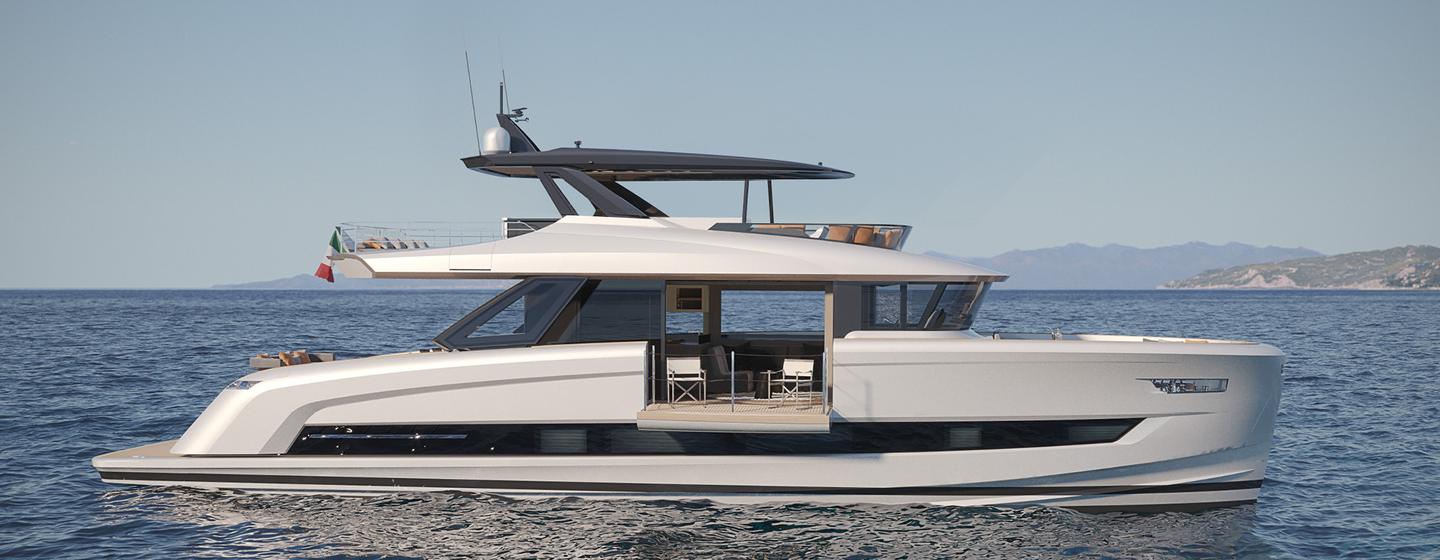 Rendering of Solaris Power 70 Long Range motor yacht