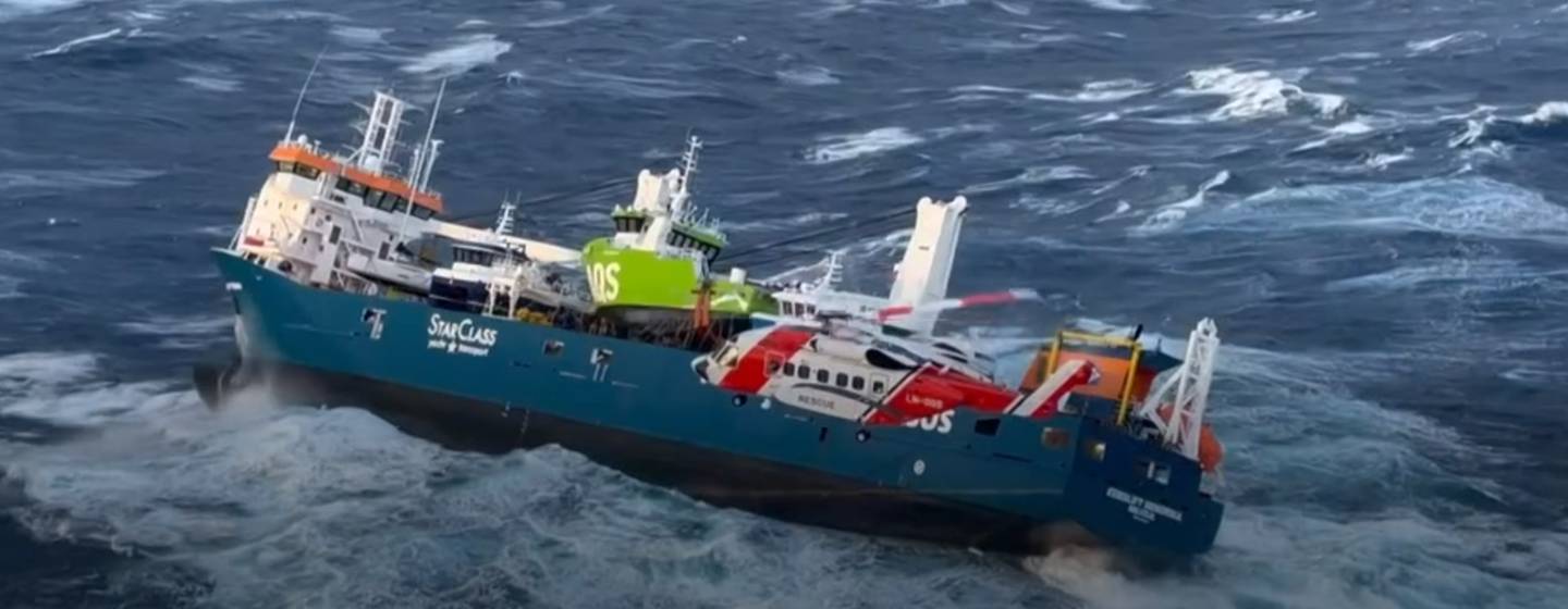 Dutch cargo ship on rough waters