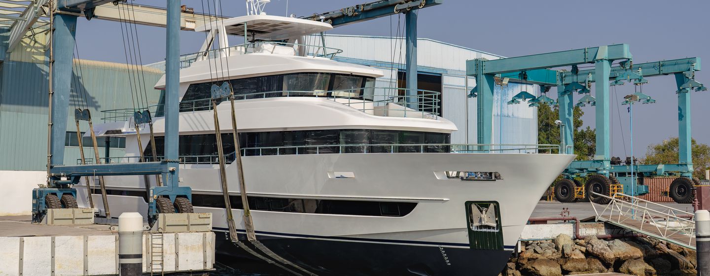 Nomad yacht Charisma at launch side view 