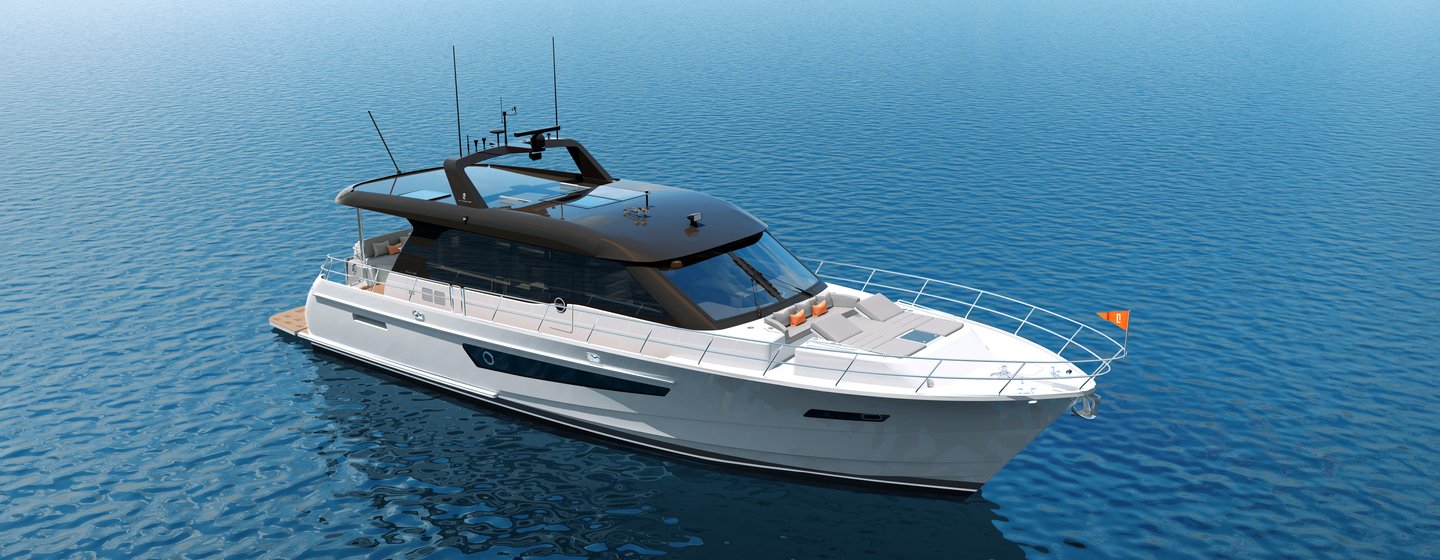motor yacht CLB65 SUV at anchor side view