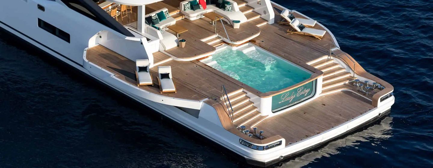 Benetti superyacht Lady Estey at anchor stern view 