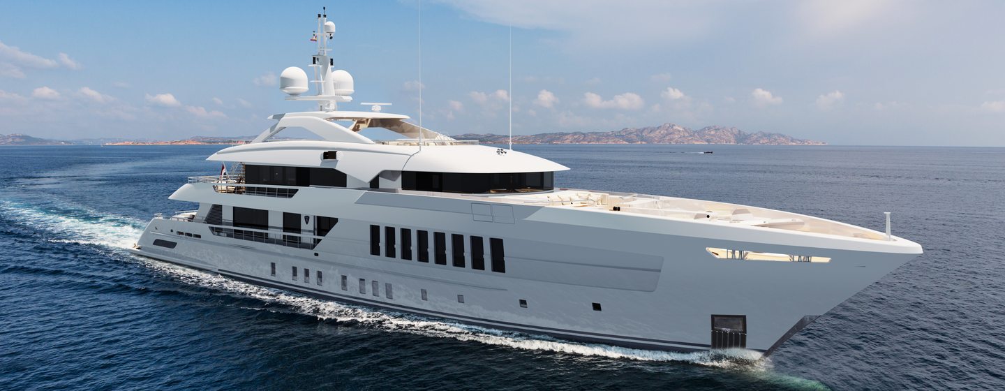 Heesen Project Pollux underway, surrounded by sea