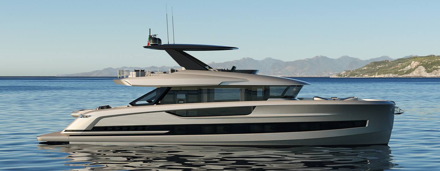 Rendering of Solaris Power 64 Long Range motor yacht 