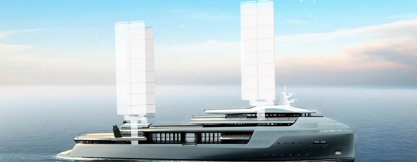 Sketch of superyacht Project MG under way 