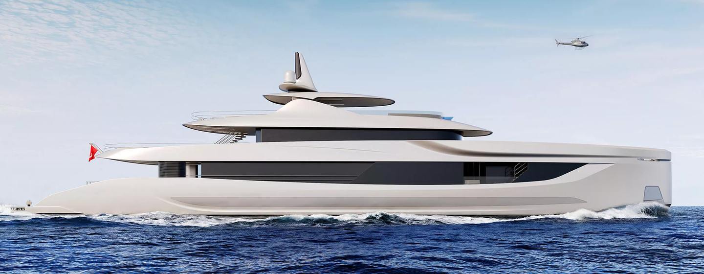 Rendering of LIVIA core superyacht under way 