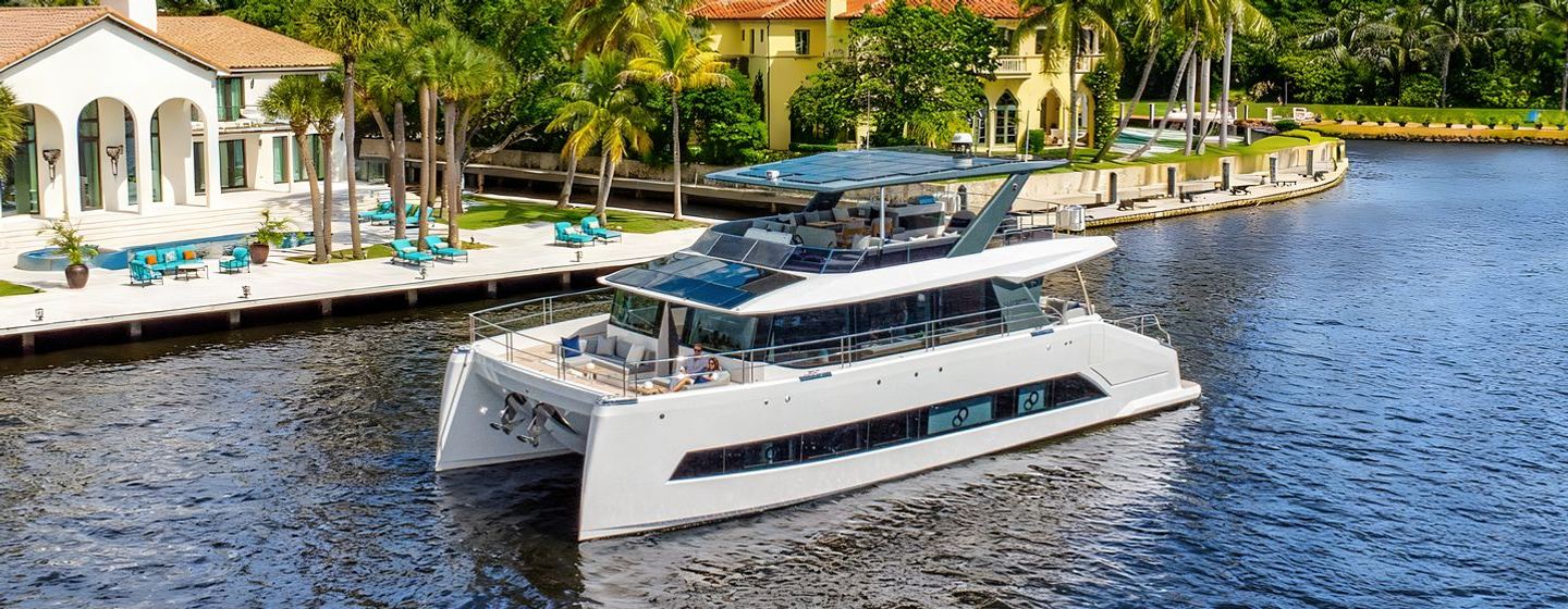 Oceanwalker S60 Catamaran docked in harbour in Bahamas 