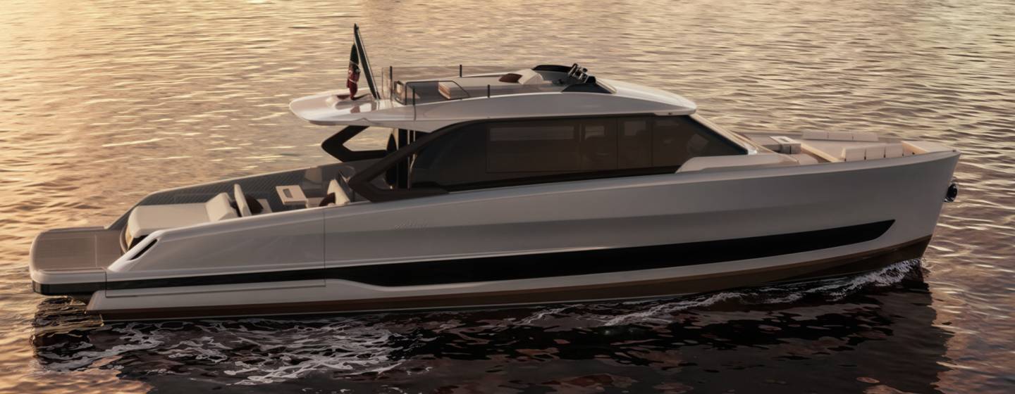 Rendering of Bellini Astor 68 motor yacht under way 