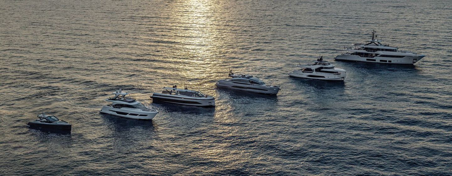 Ferretti Group product lineup from small Wally boat to large CRN superyacht