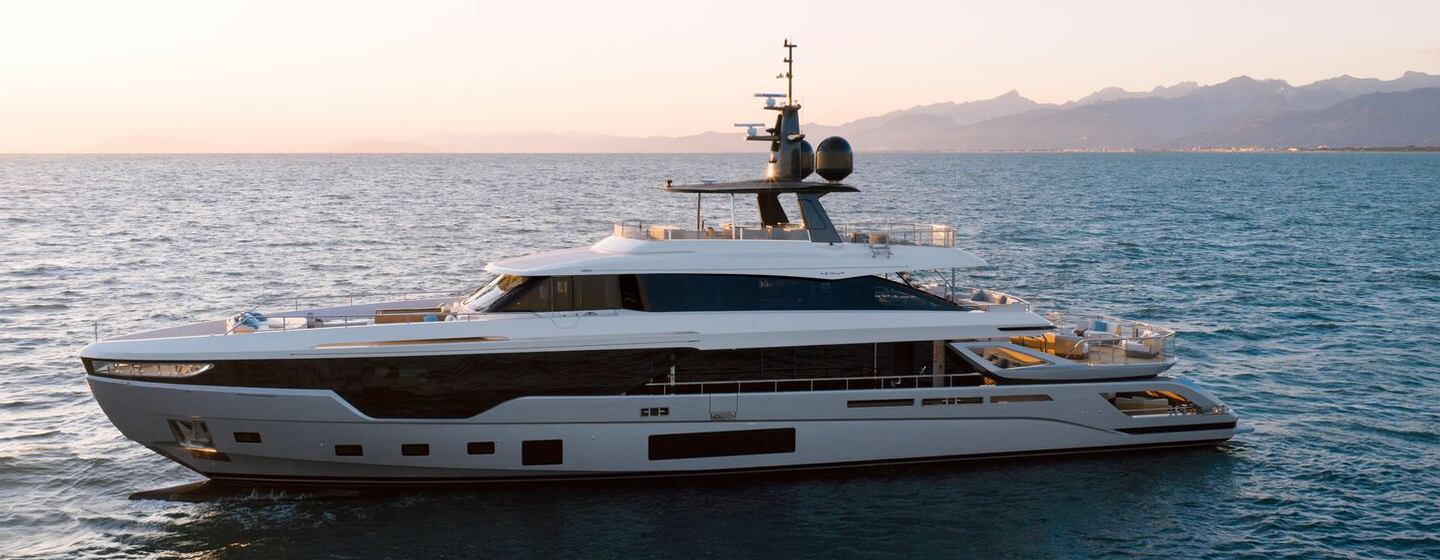 Azimut Grande Trideck motor yacht at anchor 
