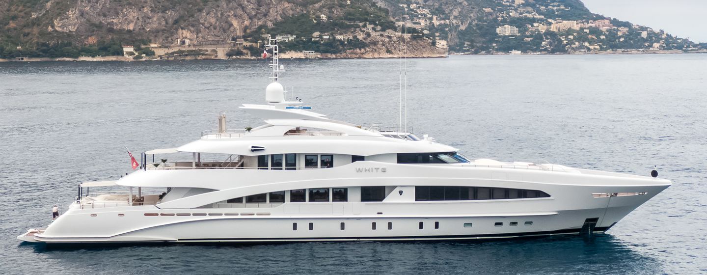 Heesen superyacht Fan Too at anchor side view 