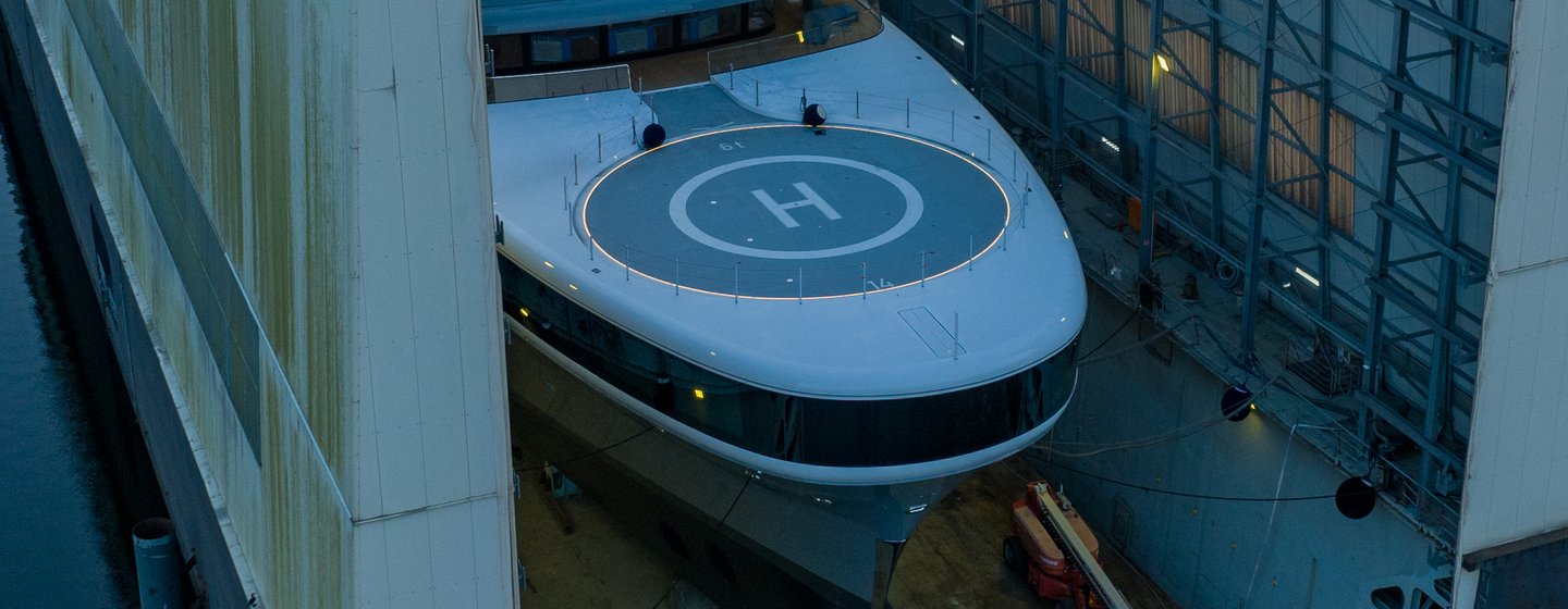 114m Lürssen fuel-cell superyacht Project Cosmos prepares for launch