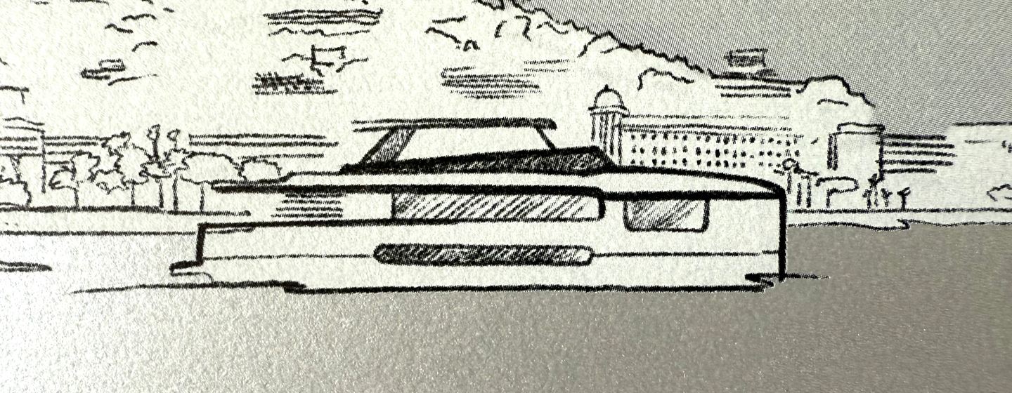 Sketch of Azimut Magellano 27M at sea