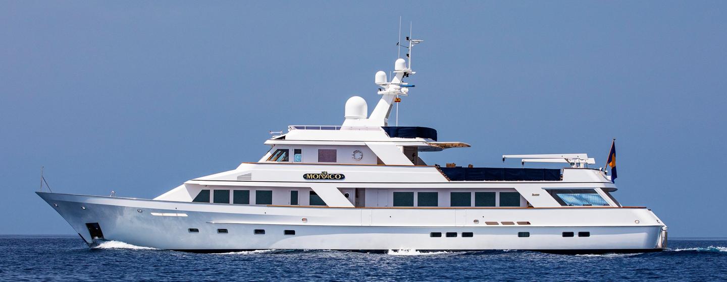 Feadship yacht Monaco at anchor side view 