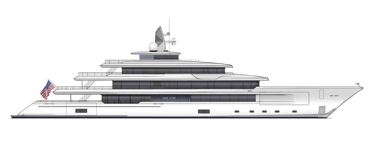 Sketch  of superyacht project Royal Hakvoort YN258