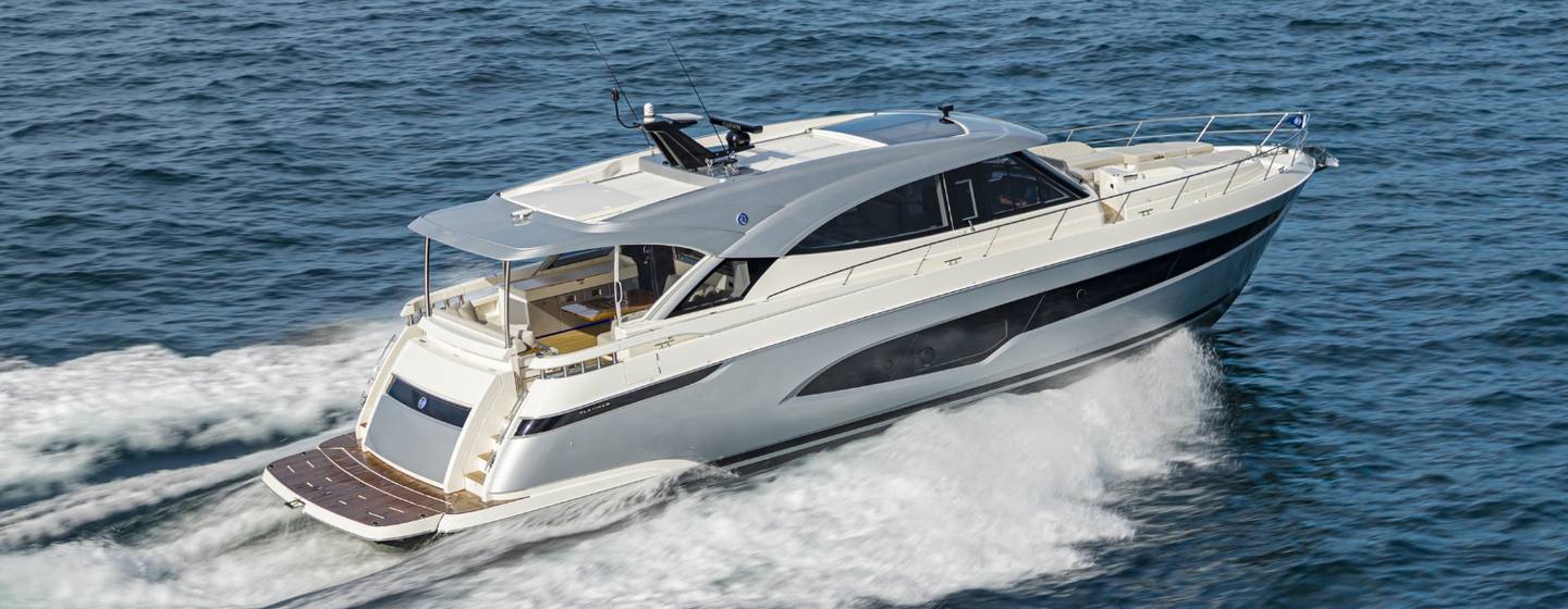 Riviera 6200 yacht underway side view 