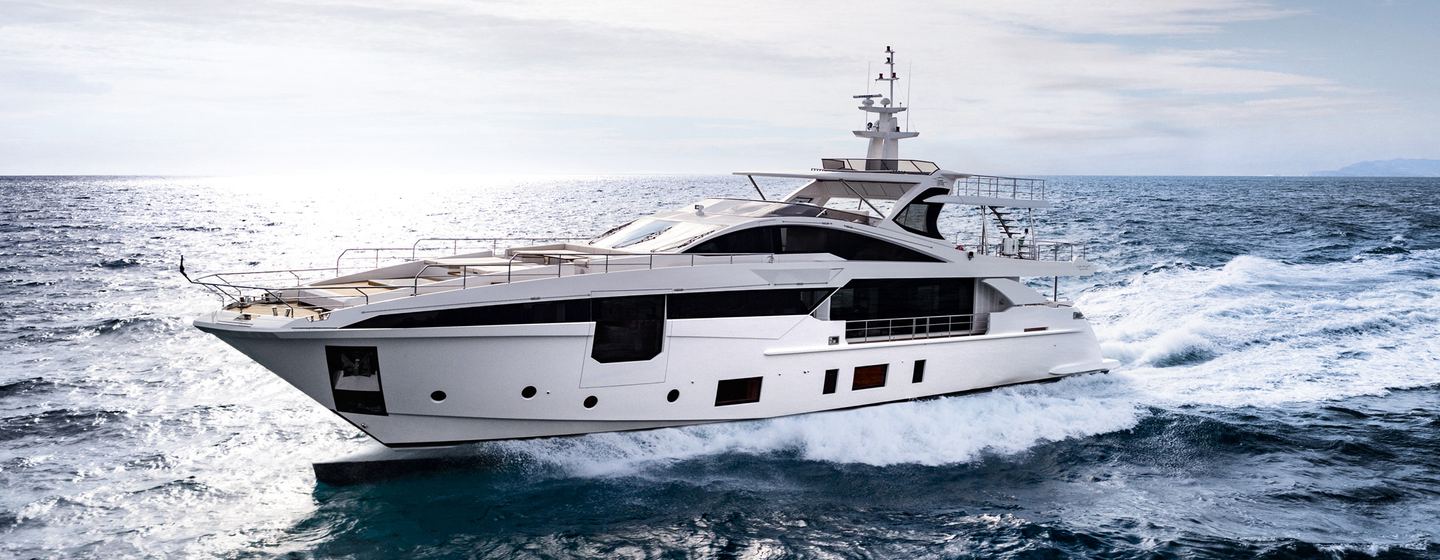Superyacht Love T underway at speed side profile