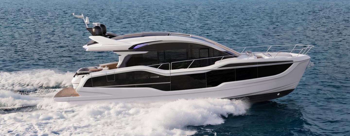 Galeon 570 Sky motor yacht under way 