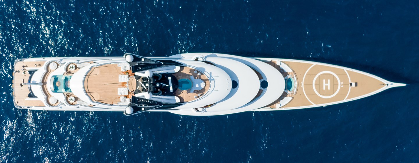 Aerial view of superyacht Kismet