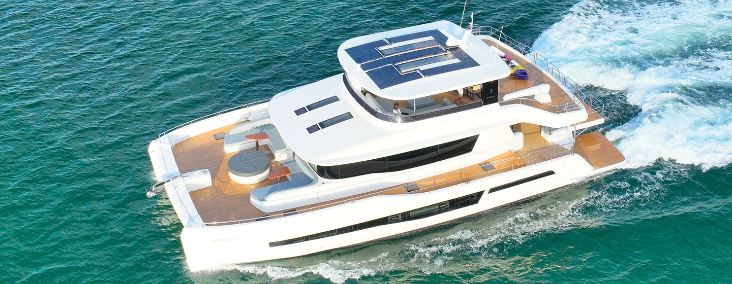GranOcean W-72 Open catamaran underway side view 