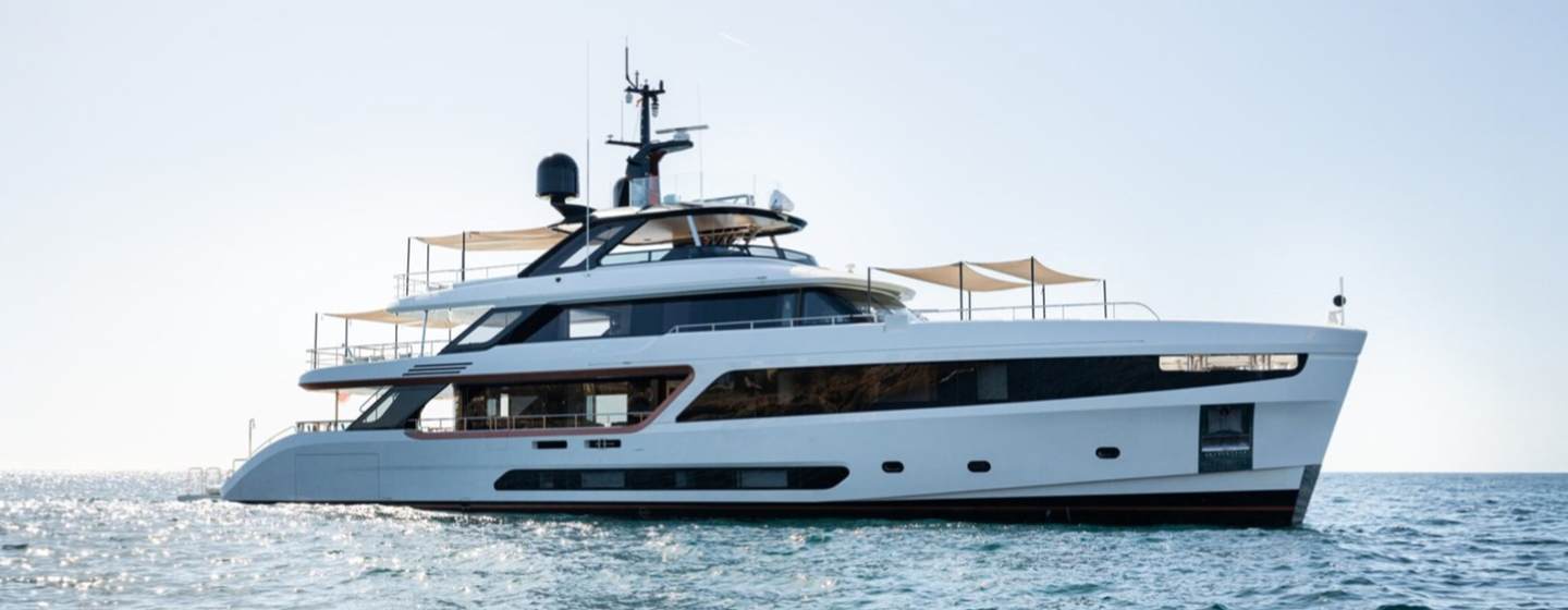 Benetti superyacht EH2 at anchor side view 