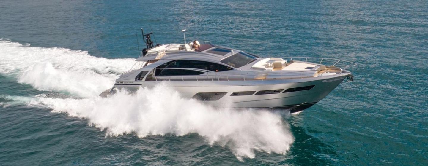 Pershing motor yacht Alexandra underway side view 