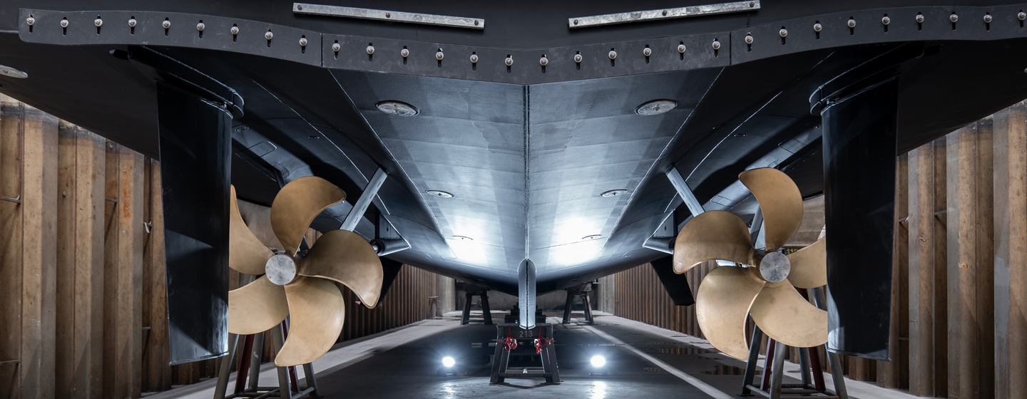 Heesen superyacht Orion propellers close up 
