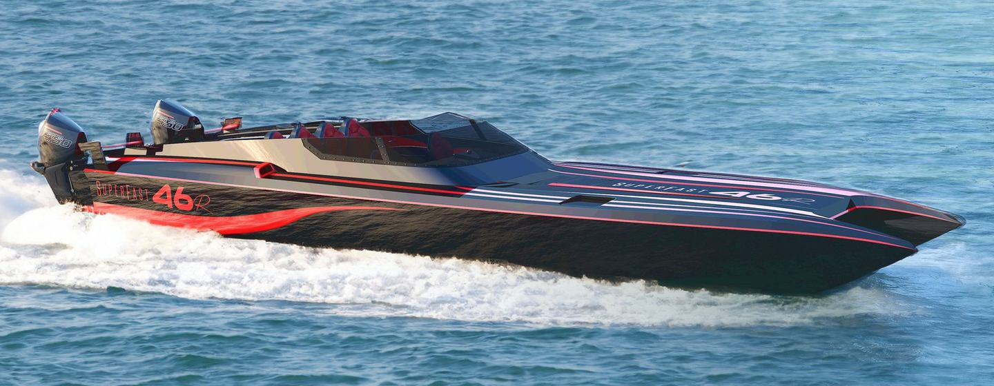VisionF Superfast 46 Speedboat under way 
