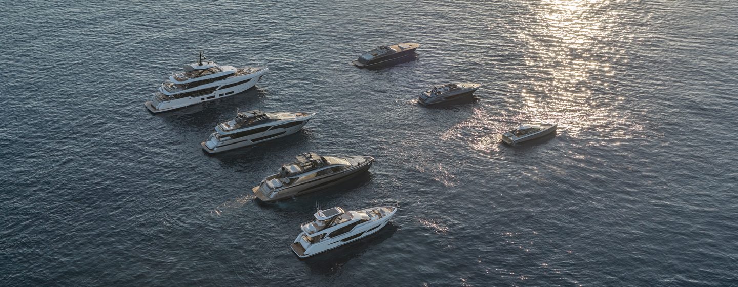 Ferretti group fleet at anchor 