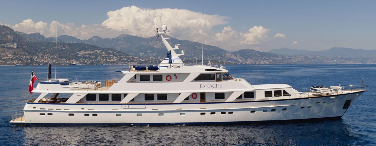 Feadship superyacht Panache at anchor side view 