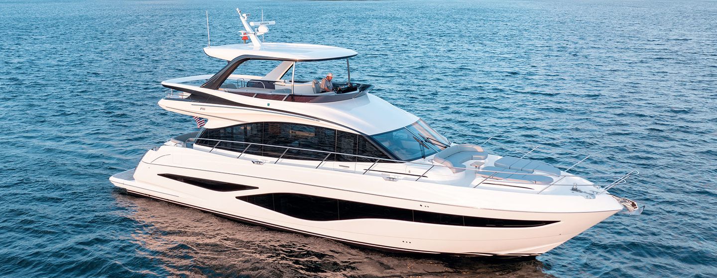 Princess F65 motor yacht at anchor side view 