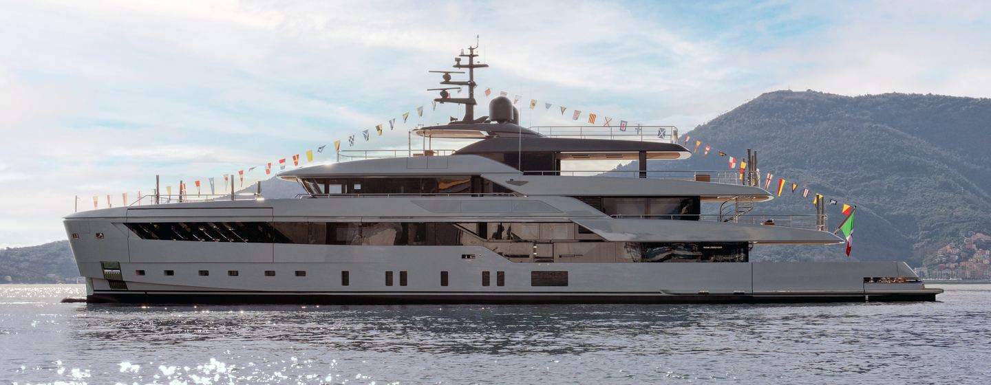 Second Sanlorenzo 50Steel superyacht at launch and under way 