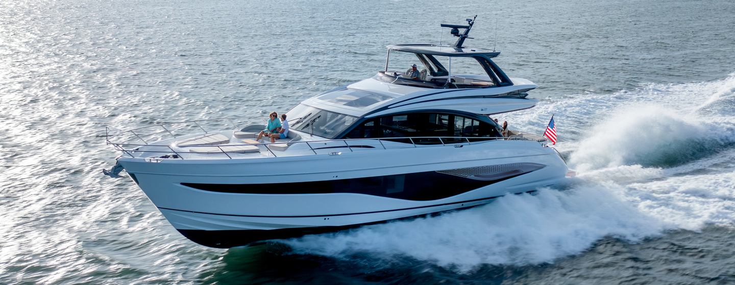 Princess S74 motor yacht under way 