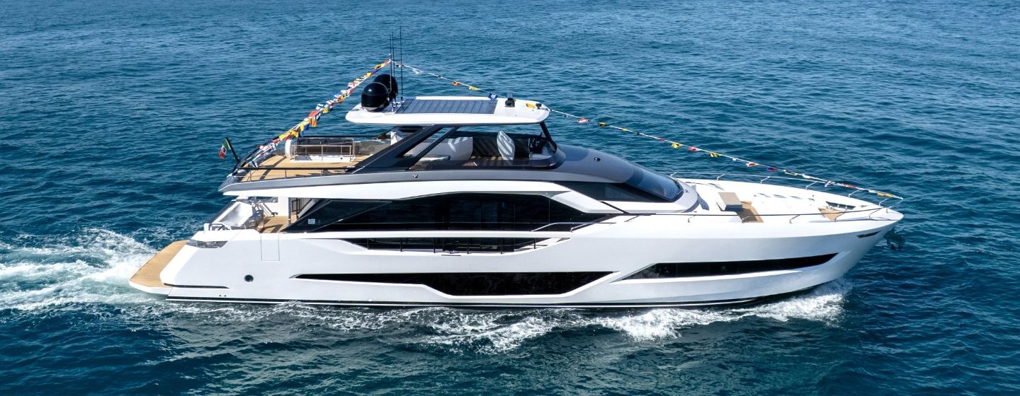 First Ferretti 800 Yacht motor yacht under way 