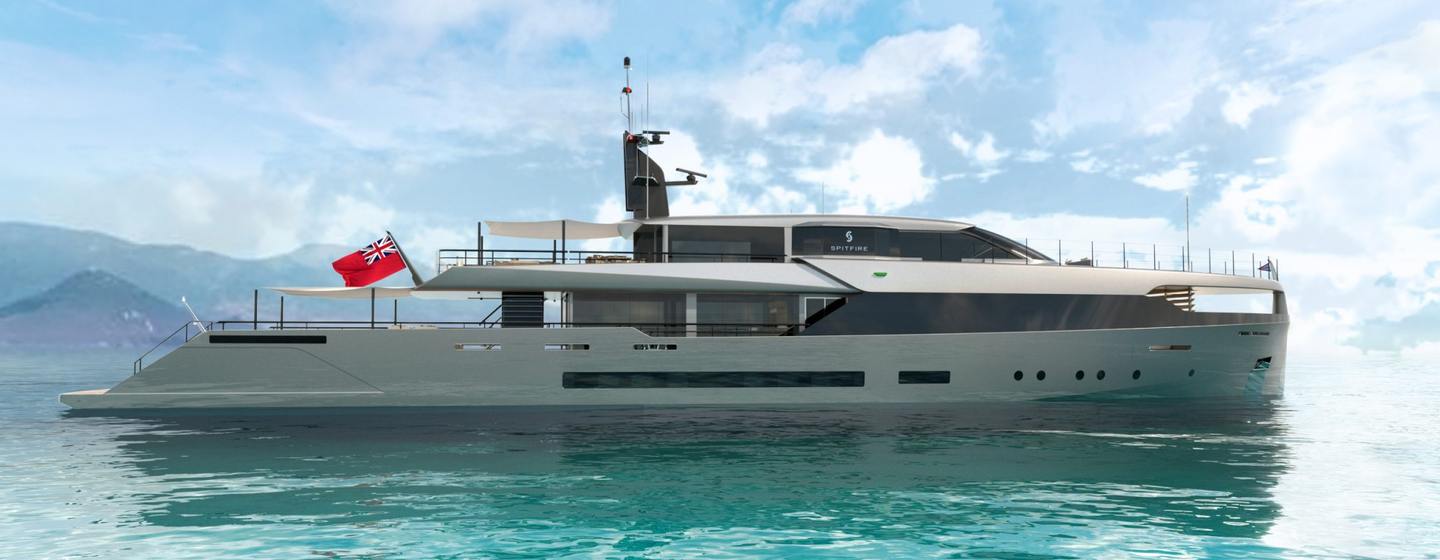 Motor yacht Spitfire at anchor