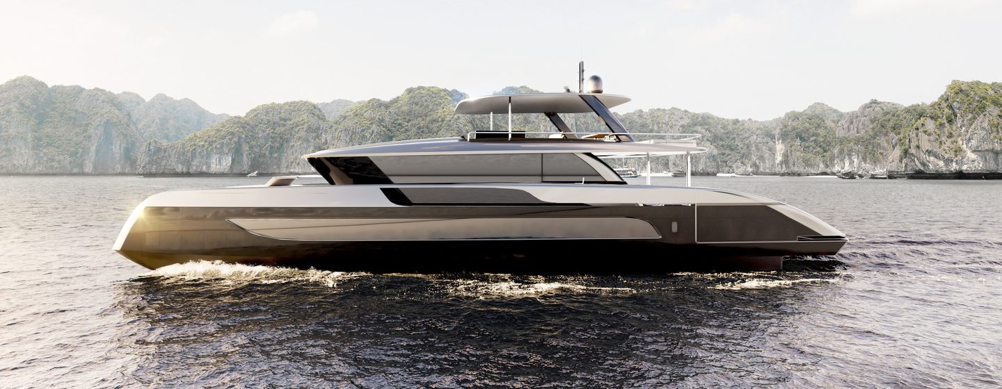 Sunreef 88 Ultima catamaran under way 